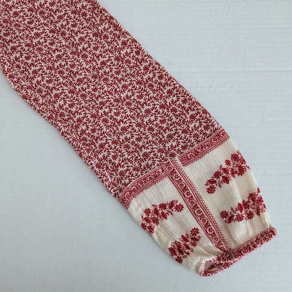 LUCKY BRAND Women's Pull-on Long Sleeve Top Blouse Size M Red White Print - Picture 4 of 6